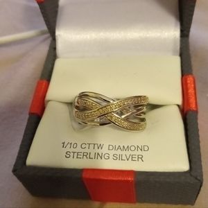 1/10TH CTTW Diamond ring in a sterling silver setting size 7